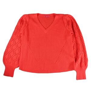 Lilly Pulitzer Sweater Women’s Large Coral Luletta Coral Puff Sleeve Preppy